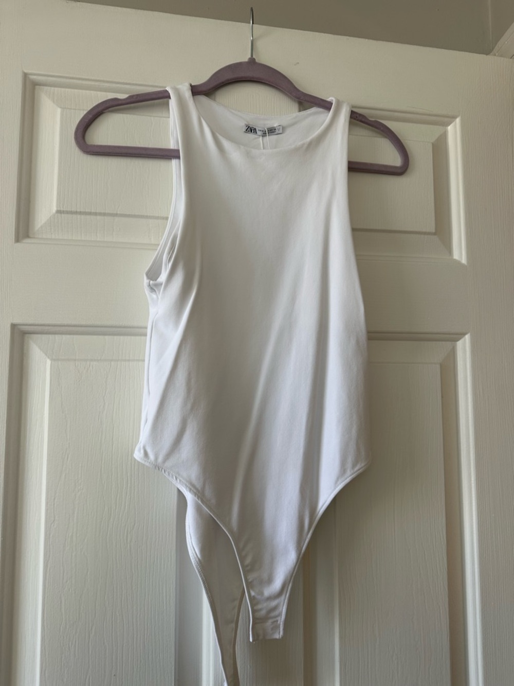 Zara White Sleeveless One-Piece Bodysuit